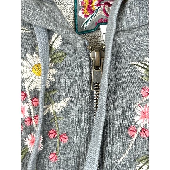 Johnny Was Women’s XL Gray Embroidered Acacia Tiered Zip-Up Boho Hoodie Shirt - Picture 7 of 9